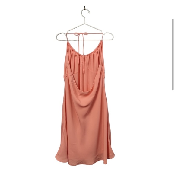 Abercrombie & Fitch Halter Ruched Mini‎ Dress Coral Pink Size Large - Picture 3 of 8